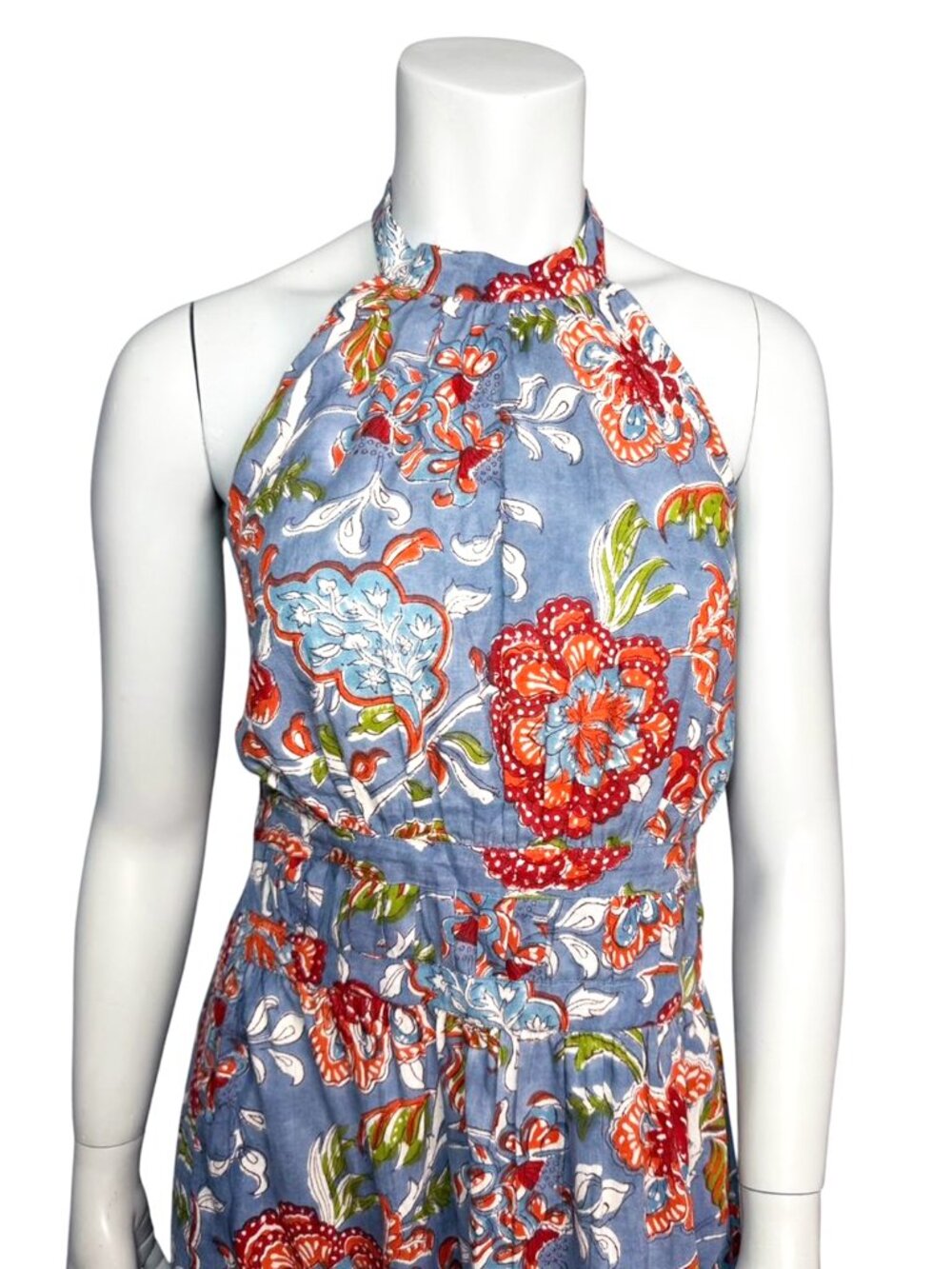 BLOCK PRINT Cotton Maxi Halter Dress - Picture 5 of 8